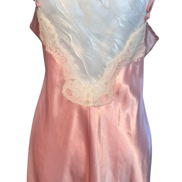 Vintage Pink White Chemise Womens Sz Medium Lace Up Front Sexy Coquette Babydoll - Picture 13 of 16